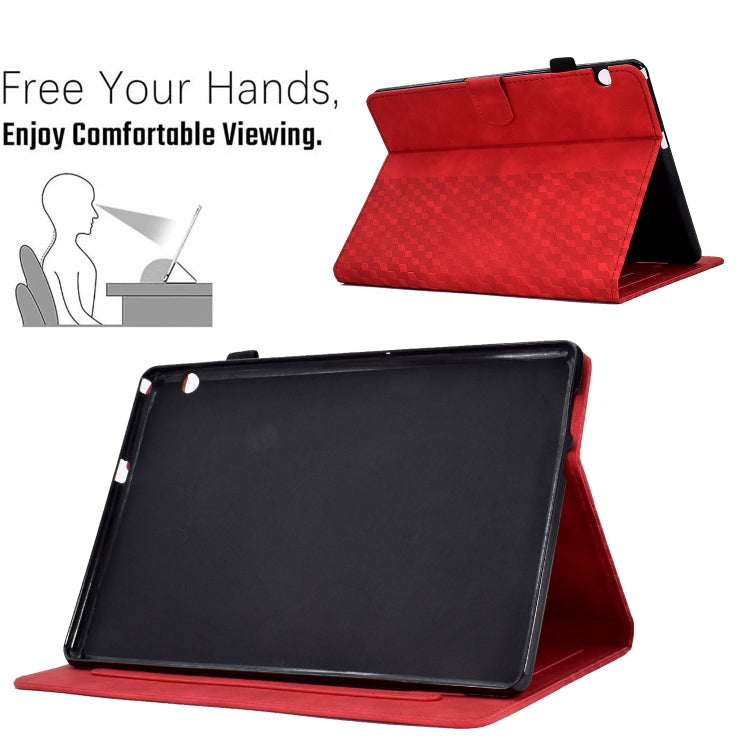 For Huawei MatePad T5 10.0 Rhombus Embossed Leather Smart Tablet Case(Red) by bashfashion