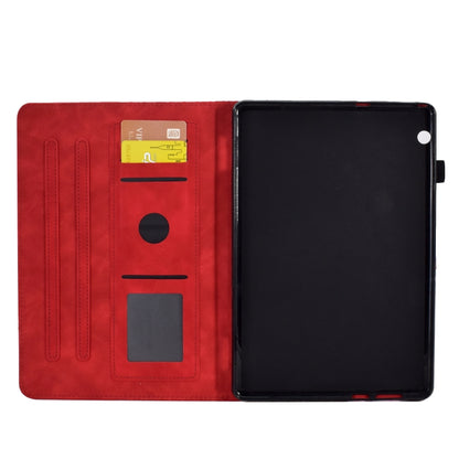 For Huawei MatePad T5 10.0 Rhombus Embossed Leather Smart Tablet Case(Red) by bashfashion