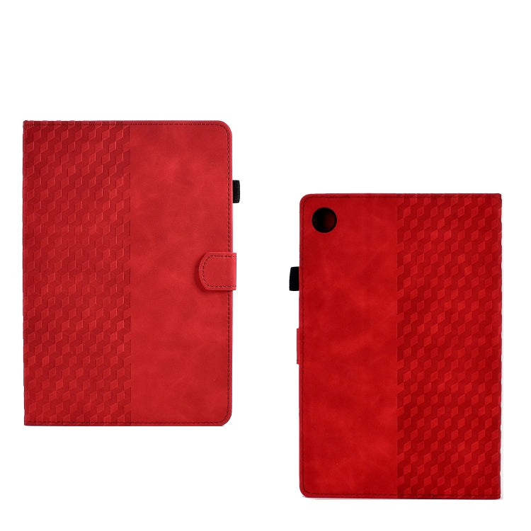For Huawei MatePad T10 / T10S / Honor Tablet 6 Rhombus Embossed Leather Tablet Case(Red) by bashfashion