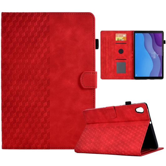 For Lenovo Tab M10 2nd TB-X306F/X306X Rhombus Embossed Leather Smart Tablet Case(Red) by bashfashion