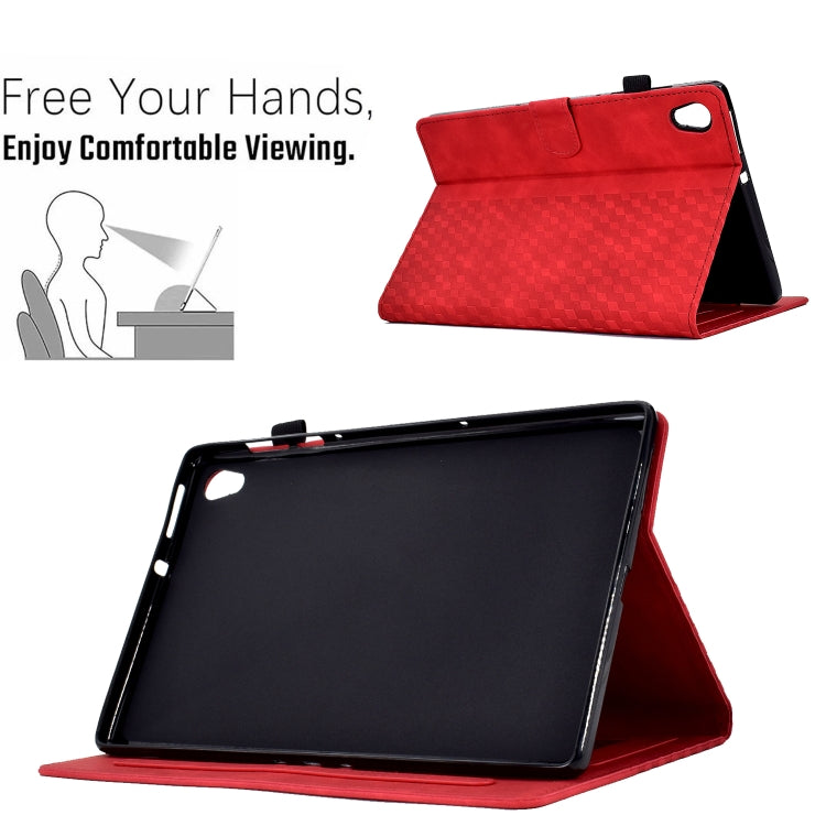 For Lenovo Tab M10 2nd TB-X306F/X306X Rhombus Embossed Leather Smart Tablet Case(Red) by bashfashion