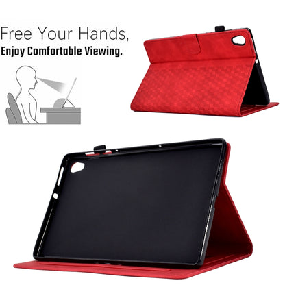 For Lenovo Tab M10 2nd TB-X306F/X306X Rhombus Embossed Leather Smart Tablet Case(Red) by bashfashion