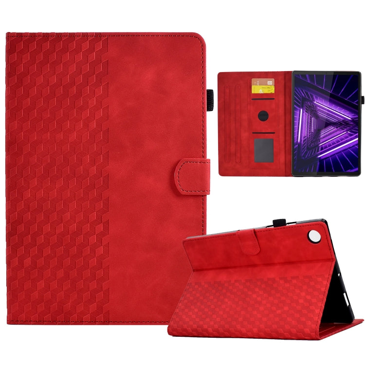 For Lenovo Tab M10 / M10 Plus FHD X606F Rhombus Embossed Leather Smart Tablet Case(Red) by bashfashion