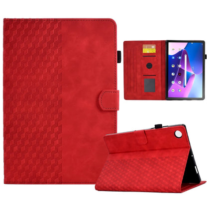 For Lenovo Tab M10 Plus Gen 3 Rhombus Embossed Leather Smart Tablet Case(Red) by bashfashion