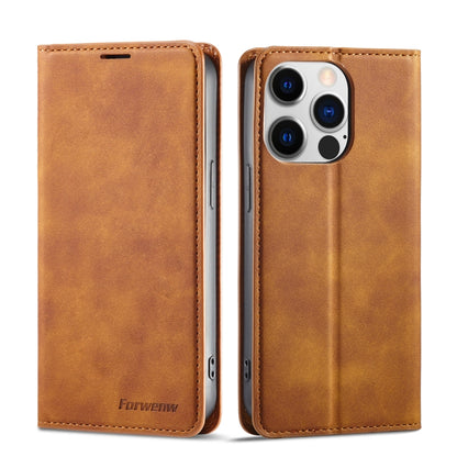For iPhone 14 Forwenw Dream Series Oil Edge Strong Magnetism Leather Phone Case(Brown) by Forwenw