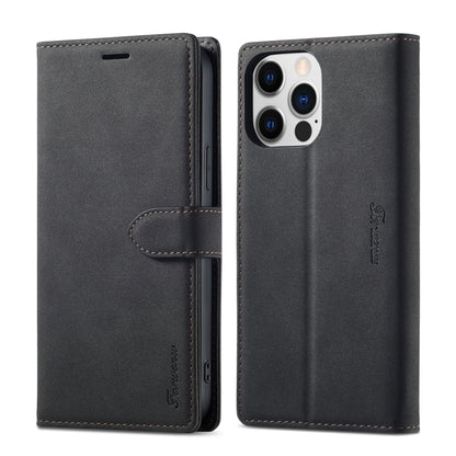 For iPhone 14 Forwenw F1 Series Matte Strong Magnetism Leather Phone Case(Black) by Forwenw