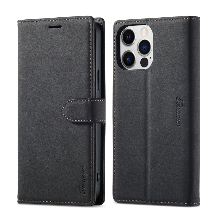 For iPhone 14 Pro Forwenw F1 Series Matte Strong Magnetism Leather Phone Case(Black) by Forwenw