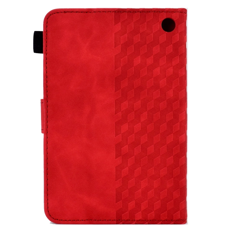 For Amazon Kindle Fire 7 2022 Rhombus Embossed Leather Tablet Case(Red) by bashfashion