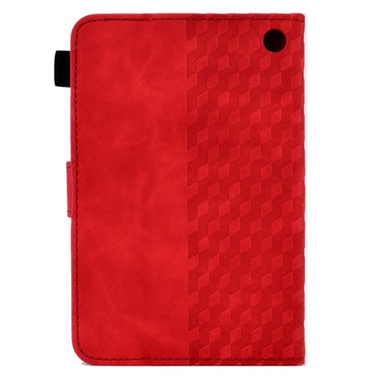 For Amazon Kindle Fire 7 2022 Rhombus Embossed Leather Tablet Case(Red) by bashfashion