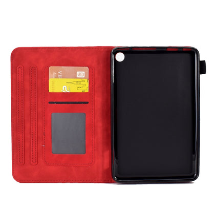 For Amazon Kindle Fire 7 2022 Rhombus Embossed Leather Tablet Case(Red) by bashfashion