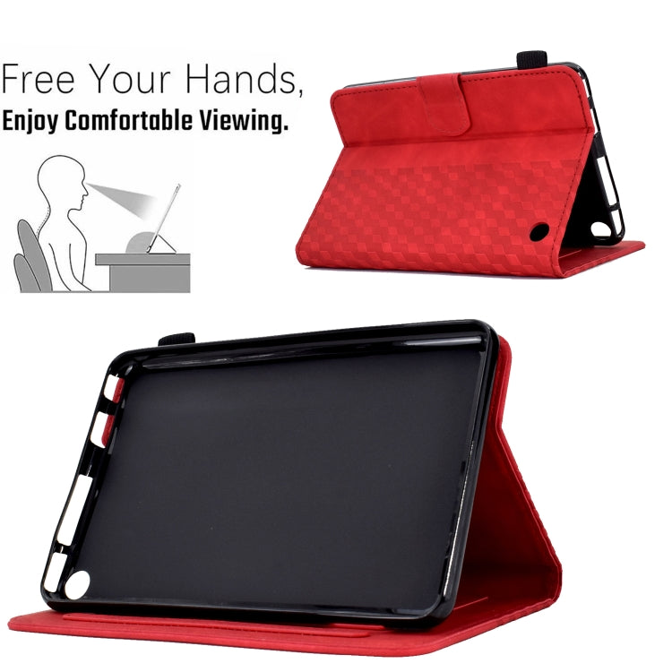 For Amazon Kindle Fire 7 2022 Rhombus Embossed Leather Tablet Case(Red) by bashfashion