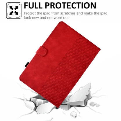For Amazon Kindle Fire 7 2022 Rhombus Embossed Leather Tablet Case(Red) by bashfashion