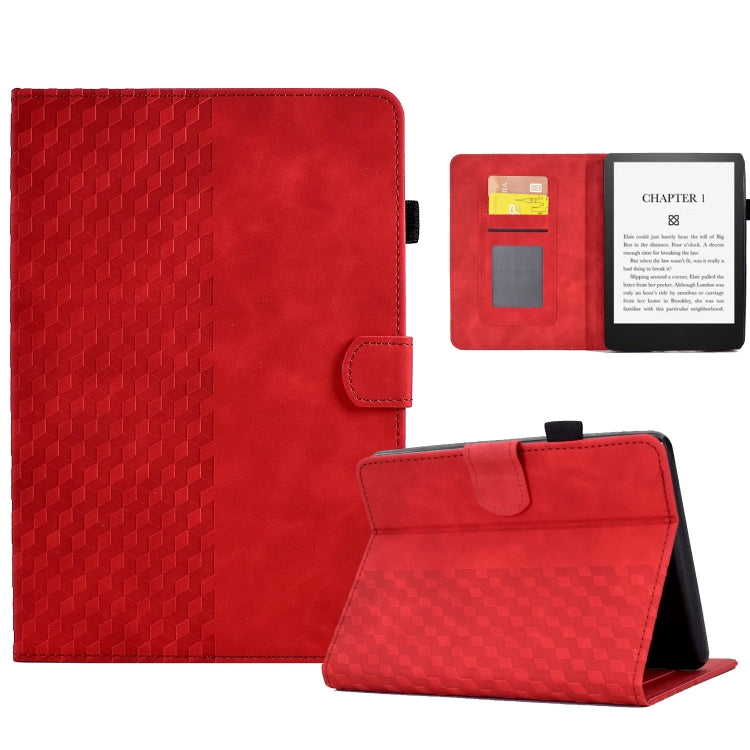 For Amazon Kindle PaperWhite 5 2021 Rhombus Embossed Leather Tablet Case(Red) by bashfashion