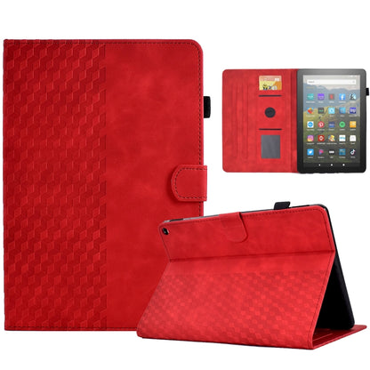 For Amazon Kindle Fire HD8 2020 Rhombus Embossed Leather Tablet Case(Red) by bashfashion