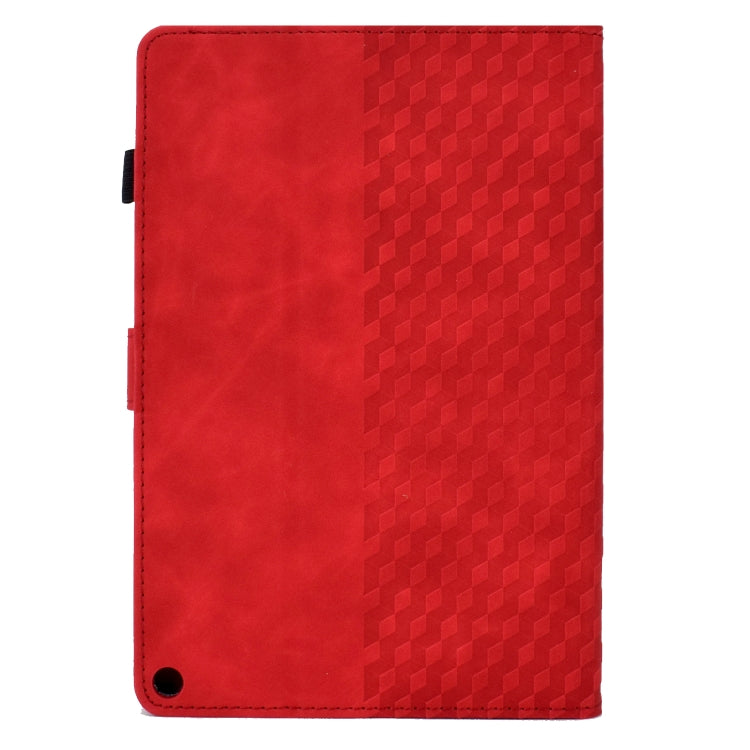 For Amazon Kindle Fire HD8 2020 Rhombus Embossed Leather Tablet Case(Red) by bashfashion