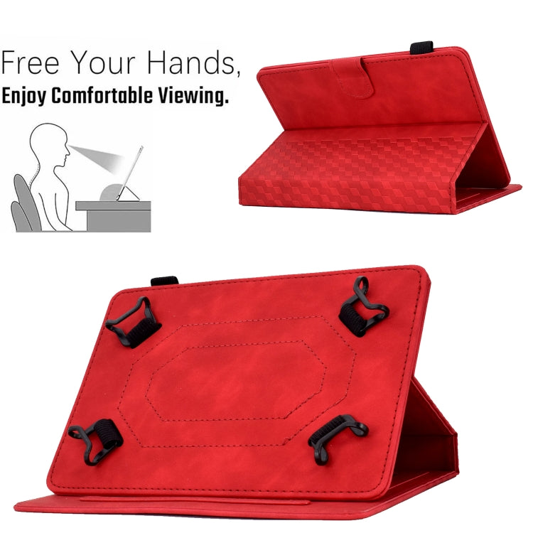 For 7.0 inch Universal Tablet Rhombus Embossed Leather Case(Red) by bashfashion