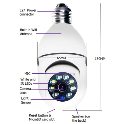 ESCAM 2.0MP 1080P Light Bulb WiFi Camera, Support IR Night Vision / Motion Detection / Two-way Voice by ESCAM