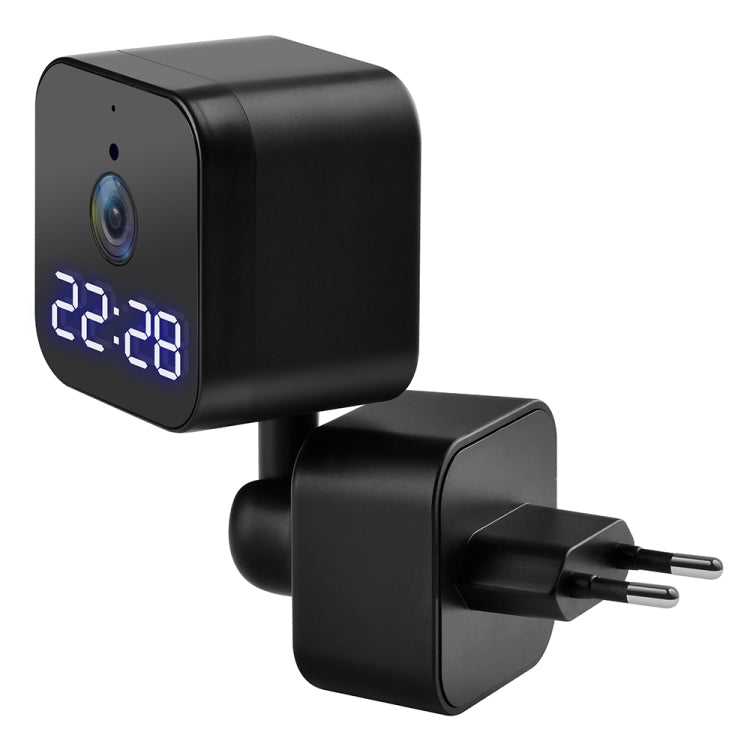 DP27 1080P Clock Plug Card WiFi Camera, Support Two-way Voice Intercom & Mobile Monitoring, Specification:EU Plug(Black) by bashfashion