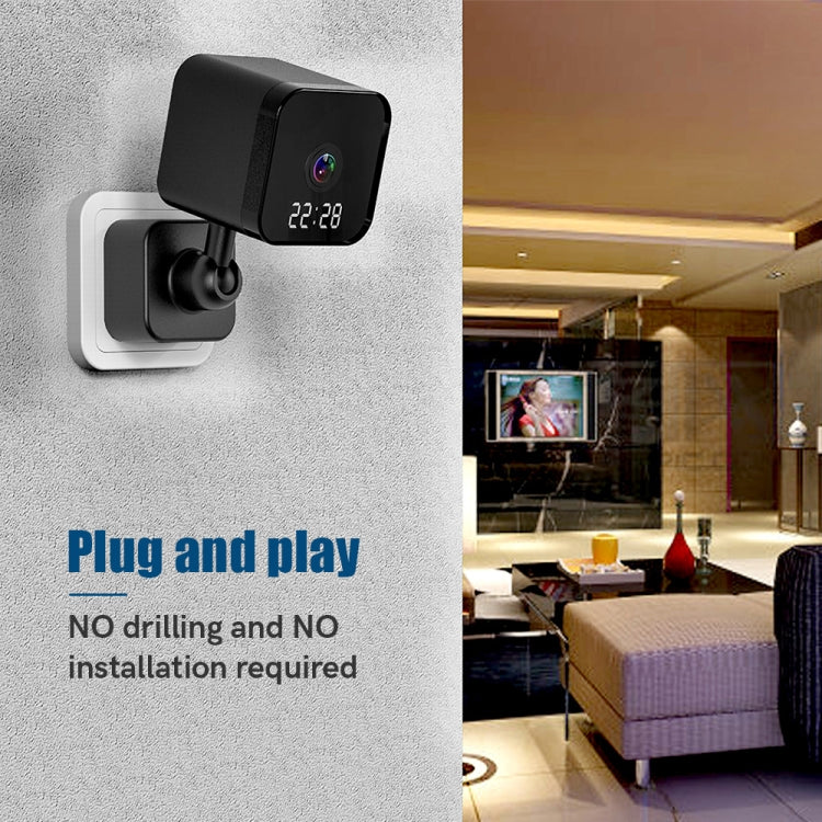 DP27 1080P Clock Plug Card WiFi Camera, Support Two-way Voice Intercom & Mobile Monitoring, Specification:EU Plug(Black) by bashfashion
