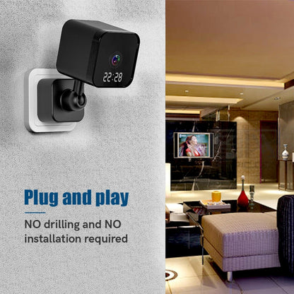 DP27 1080P Clock Plug Card WiFi Camera, Support Two-way Voice Intercom & Mobile Monitoring, Specification:EU Plug(Black) by bashfashion