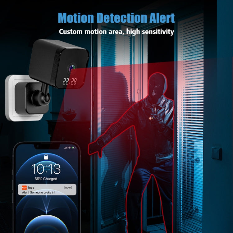 DP27 1080P Clock Plug Card WiFi Camera, Support Two-way Voice Intercom & Mobile Monitoring, Specification:EU Plug(Black) by bashfashion
