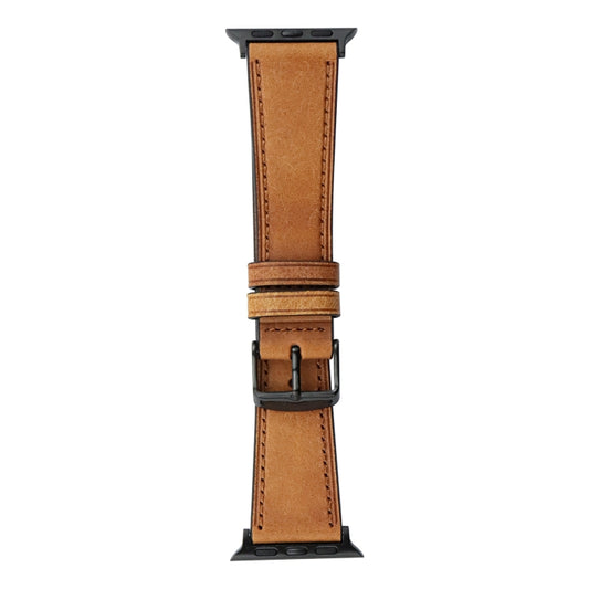 Crazy Horse Genuine Leather Watch Band For Apple Watch Series 9&8&7 41mm / SE 3&SE 2&6&SE&5&4 40mm / 3&2&1 38mm(Brown) by bashfashion