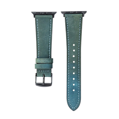 Crazy Horse Genuine Leather Watch Band For Apple Watch Ultra 49mm&Watch Ultra 2 49mm / Series 9&8&7 45mm / SE 3&SE 2&6&SE&5&4 44mm / 3&2&1 42mm(Blue) by bashfashion