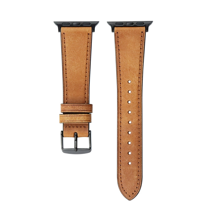 Crazy Horse Genuine Leather Watch Band For Apple Watch Ultra 49mm&Watch Ultra 2 49mm / Series 9&8&7 45mm / SE 3&SE 2&6&SE&5&4 44mm / 3&2&1 42mm(Brown) by bashfashion