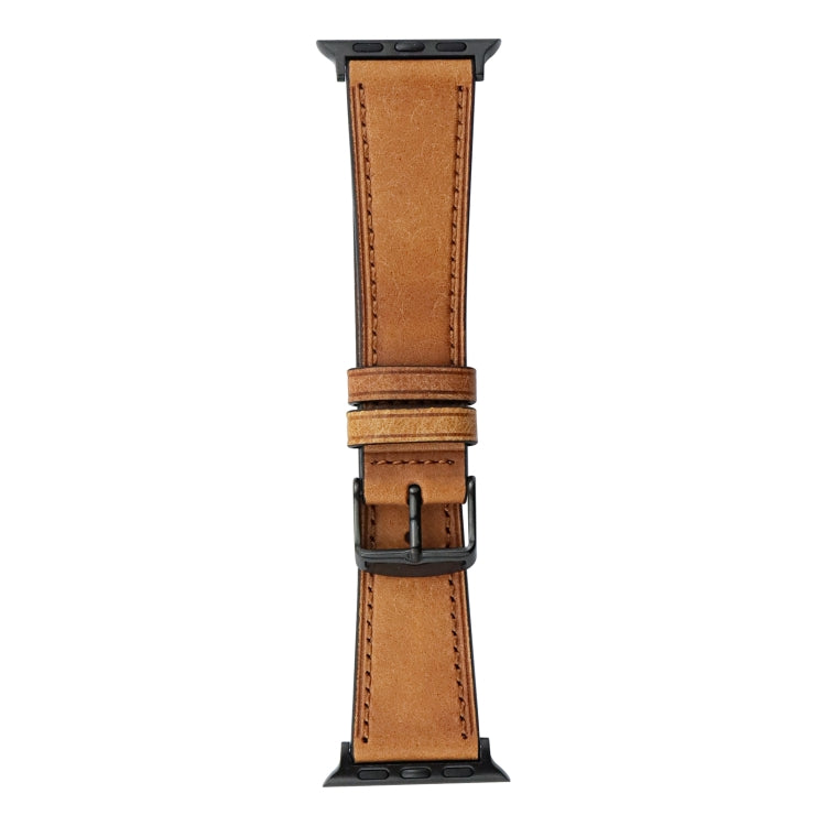 Crazy Horse Genuine Leather Watch Band For Apple Watch Ultra 49mm&Watch Ultra 2 49mm / Series 9&8&7 45mm / SE 3&SE 2&6&SE&5&4 44mm / 3&2&1 42mm(Brown) by bashfashion