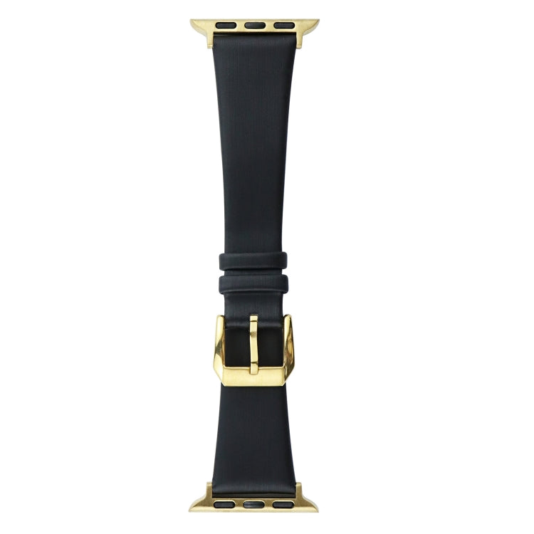 Silk Leather Watch Band For Apple Watch Series 9&8&7 41mm / SE 3&SE 2&6&SE&5&4 40mm / 3&2&1 38mm(Black) by bashfashion