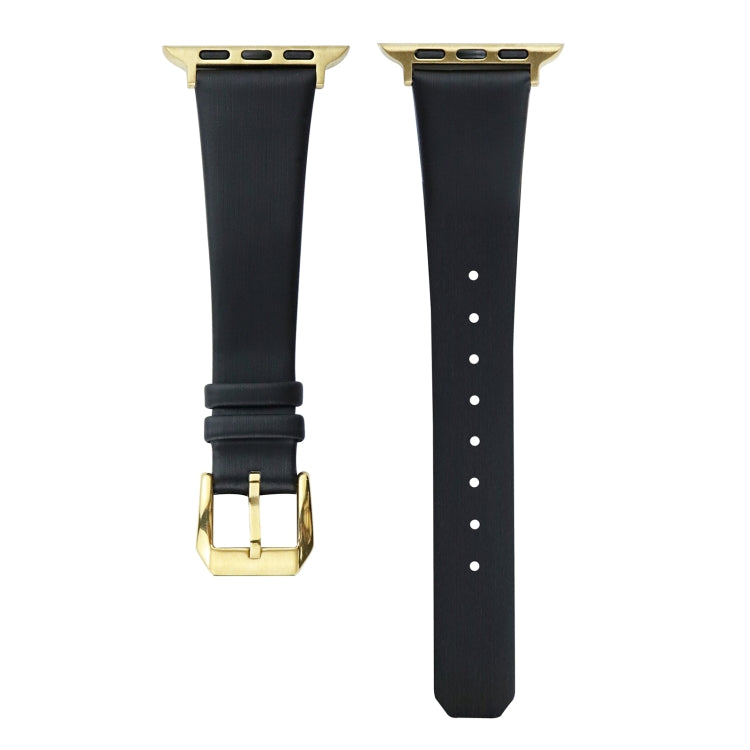 Silk Leather Watch Band For Apple Watch Series 9&8&7 41mm / SE 3&SE 2&6&SE&5&4 40mm / 3&2&1 38mm(Black) by bashfashion