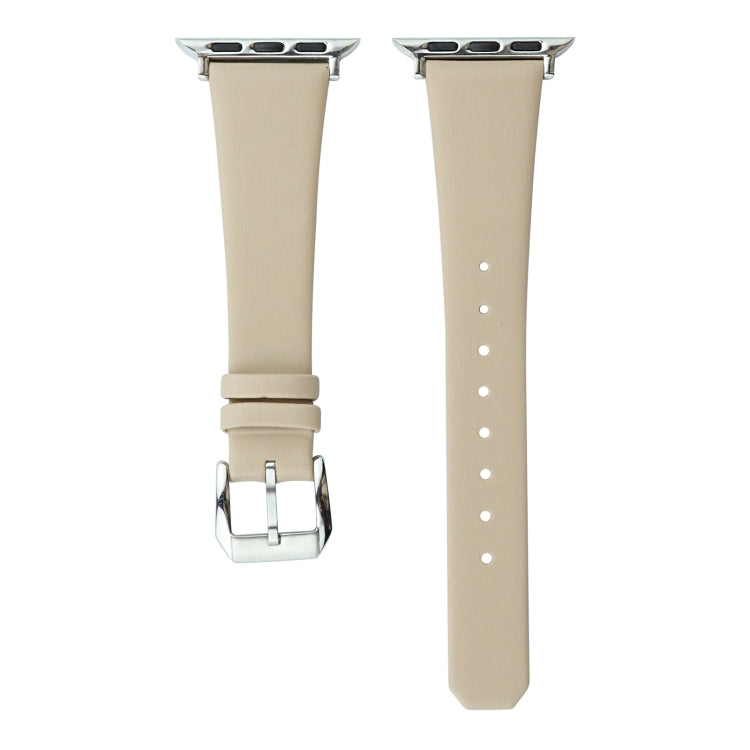 Silk Leather Watch Band For Apple Watch Series 9&8&7 41mm / SE 3&SE 2&6&SE&5&4 40mm / 3&2&1 38mm(Apricot) by bashfashion