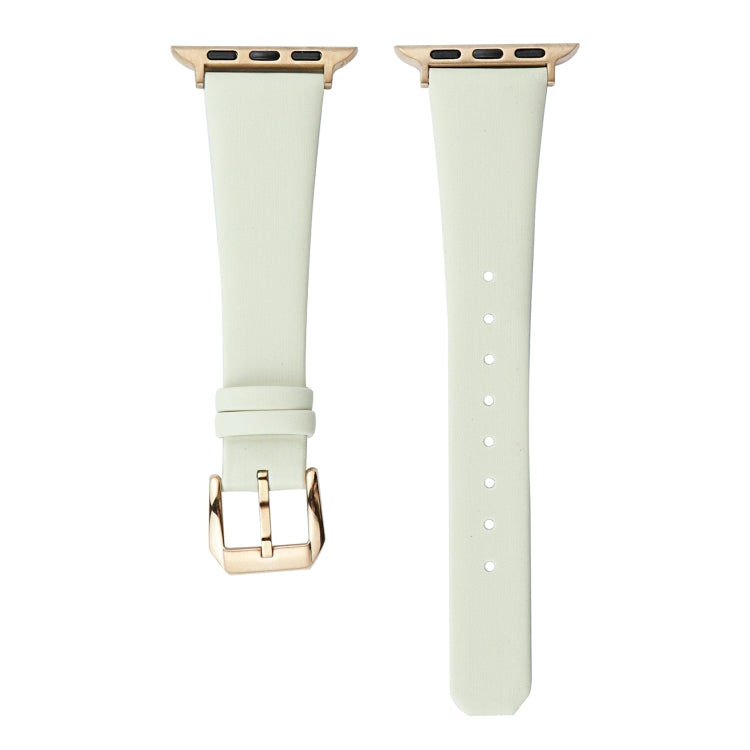 Silk Leather Watch Band For Apple Watch Series 9&8&7 41mm / SE 3&SE 2&6&SE&5&4 40mm / 3&2&1 38mm(White) by bashfashion