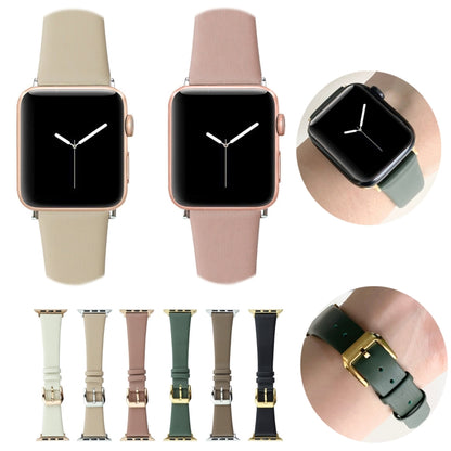 Silk Leather Watch Band For Apple Watch Series 9&8&7 41mm / SE 3&SE 2&6&SE&5&4 40mm / 3&2&1 38mm(Apricot) by bashfashion