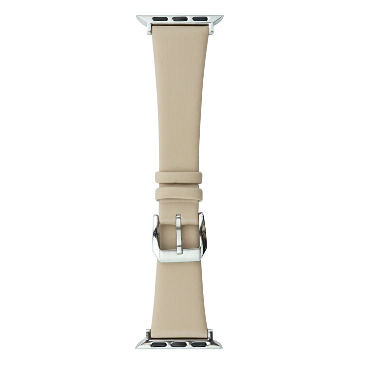 Silk Leather Watch Band For Apple Watch Ultra 49mm&Watch Ultra 2 49mm / Series 9&8&7 45mm / SE 3&SE 2&6&SE&5&4 44mm / 3&2&1 42mm(Apricot) by bashfashion