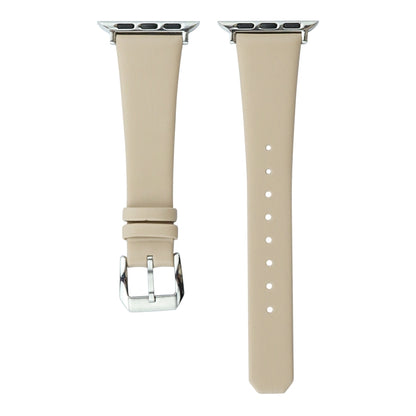 Silk Leather Watch Band For Apple Watch Ultra 49mm&Watch Ultra 2 49mm / Series 9&8&7 45mm / SE 3&SE 2&6&SE&5&4 44mm / 3&2&1 42mm(Apricot) by bashfashion