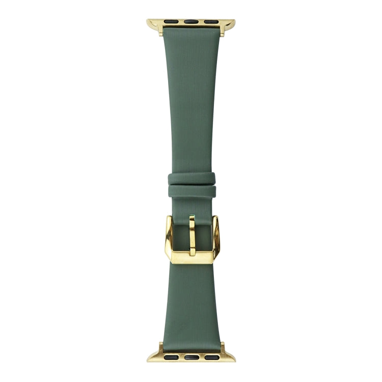 Silk Leather Watch Band For Apple Watch Ultra 49mm&Watch Ultra 2 49mm / Series 9&8&7 45mm / SE 3&SE 2&6&SE&5&4 44mm / 3&2&1 42mm(Pine Green) by bashfashion
