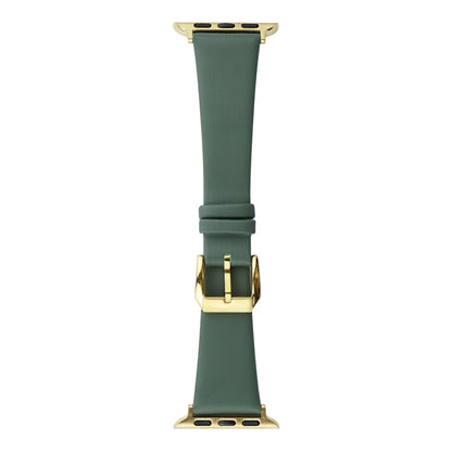 Silk Leather Watch Band For Apple Watch Ultra 49mm&Watch Ultra 2 49mm / Series 9&8&7 45mm / SE 3&SE 2&6&SE&5&4 44mm / 3&2&1 42mm(Pine Green) by bashfashion
