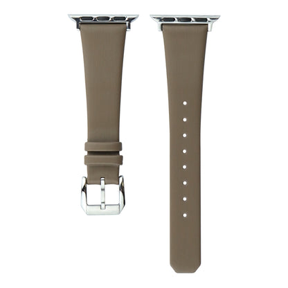 Silk Leather Watch Band For Apple Watch Ultra 49mm&Watch Ultra 2 49mm / Series 9&8&7 45mm / SE 3&SE 2&6&SE&5&4 44mm / 3&2&1 42mm(Brown) by bashfashion