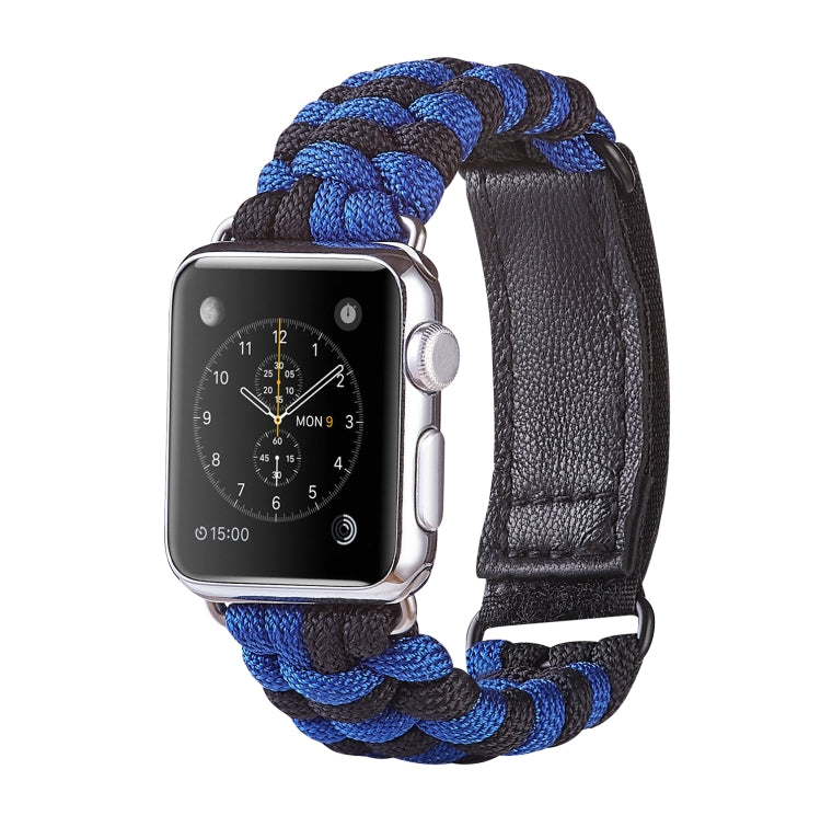 Paracord Plain Weave Hook And Loop Fastener Nylon Watch Band For Apple Watch Series 9&8&7 41mm / SE 3&SE 2&6&SE&5&4 40mm / 3&2&1 38mm(Blue) by bashfashion