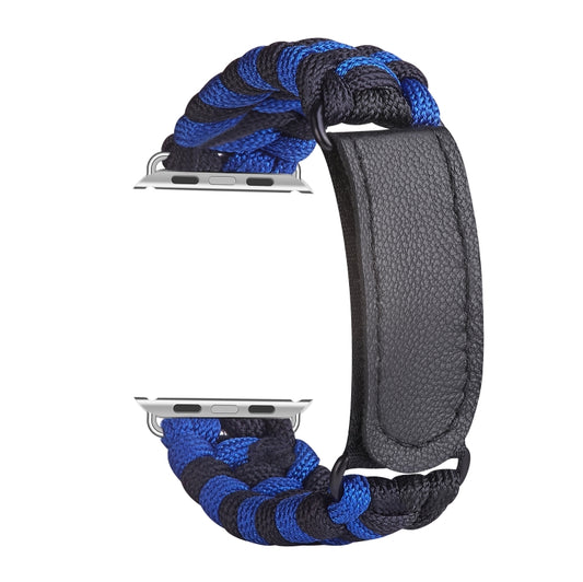 Paracord Plain Weave Hook And Loop Fastener Nylon Watch Band For Apple Watch Series 9&8&7 41mm / SE 3&SE 2&6&SE&5&4 40mm / 3&2&1 38mm(Blue) by bashfashion
