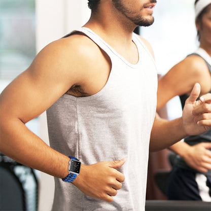 Paracord Plain Weave Hook And Loop Fastener Nylon Watch Band For Apple Watch Series 9&8&7 41mm / SE 3&SE 2&6&SE&5&4 40mm / 3&2&1 38mm(Blue) by bashfashion