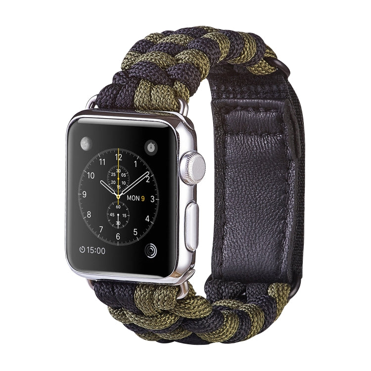Paracord Plain Weave Hook And Loop Fastener Nylon Watch Band For Apple Watch Series 9&8&7 41mm / SE 3&SE 2&6&SE&5&4 40mm / 3&2&1 38mm(Green) by bashfashion