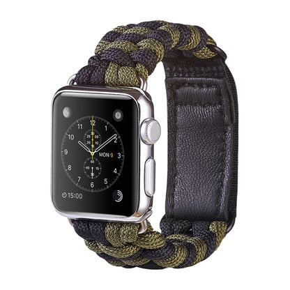 Paracord Plain Weave Hook And Loop Fastener Nylon Watch Band For Apple Watch Series 9&8&7 41mm / SE 3&SE 2&6&SE&5&4 40mm / 3&2&1 38mm(Green) by bashfashion