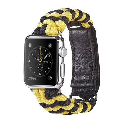 Paracord Plain Weave Hook And Loop Fastener Nylon Watch Band For Apple Watch Ultra 49mm&Watch Ultra 2 49mm / Series 9&8&7 45mm / SE 3&SE 2&6&SE&5&4 44mm / 3&2&1 42mm(Yellow) by bashfashion