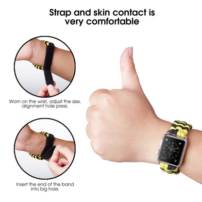 Paracord Plain Weave Hook And Loop Fastener Nylon Watch Band For Apple Watch Ultra 49mm&Watch Ultra 2 49mm / Series 9&8&7 45mm / SE 3&SE 2&6&SE&5&4 44mm / 3&2&1 42mm(Yellow) by bashfashion