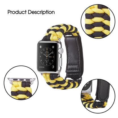 Paracord Plain Weave Hook And Loop Fastener Nylon Watch Band For Apple Watch Ultra 49mm&Watch Ultra 2 49mm / Series 9&8&7 45mm / SE 3&SE 2&6&SE&5&4 44mm / 3&2&1 42mm(Yellow) by bashfashion