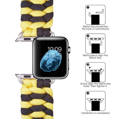 Paracord Plain Weave Hook And Loop Fastener Nylon Watch Band For Apple Watch Ultra 49mm&Watch Ultra 2 49mm / Series 9&8&7 45mm / SE 3&SE 2&6&SE&5&4 44mm / 3&2&1 42mm(Yellow) by bashfashion