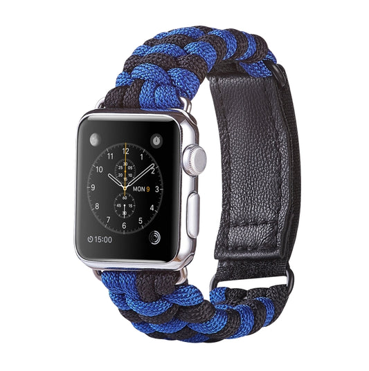 Paracord Plain Weave Hook And Loop Fastener Nylon Watch Band For Apple Watch Ultra 49mm&Watch Ultra 2 49mm / Series 9&8&7 45mm / SE 3&SE 2&6&SE&5&4 44mm / 3&2&1 42mm(Blue) by bashfashion