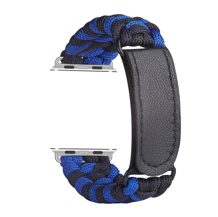 Paracord Plain Weave Hook And Loop Fastener Nylon Watch Band For Apple Watch Ultra 49mm&Watch Ultra 2 49mm / Series 9&8&7 45mm / SE 3&SE 2&6&SE&5&4 44mm / 3&2&1 42mm(Blue) by bashfashion